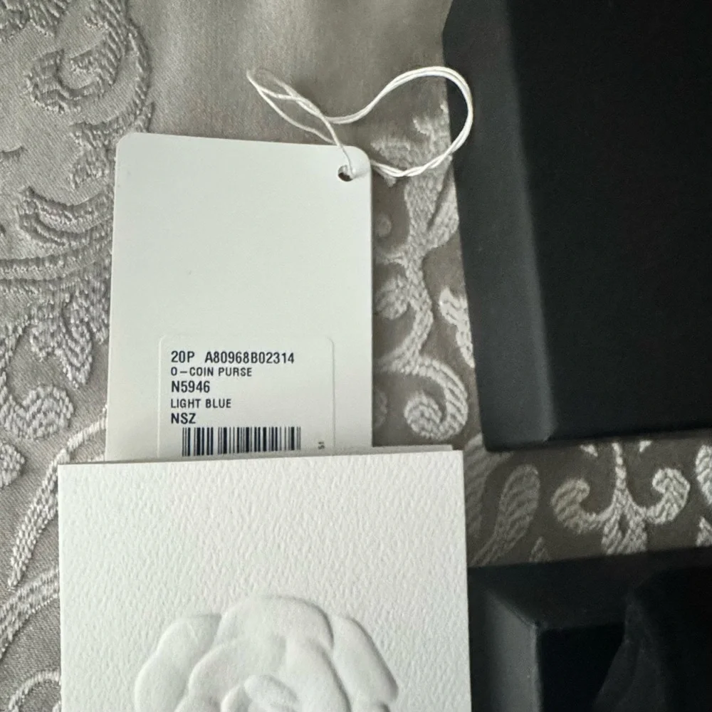 CHANEL Light Blue Leather Zipped Coin Purse (New in Box)